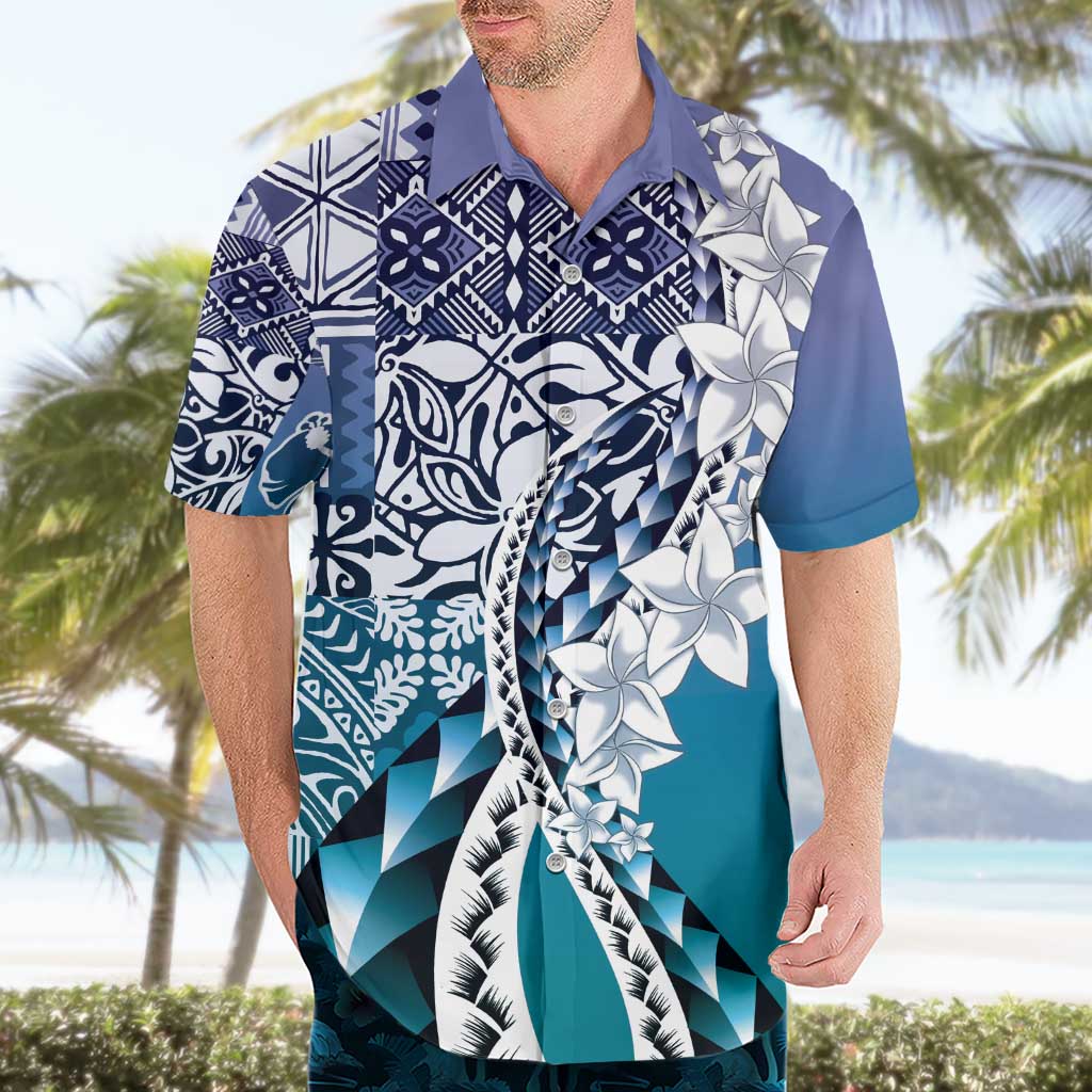 Aloha Vintage Plumeria Hawaiian Tapa Pattern Hawaiian Shirt Blue Hawaiian Tapa Pattern - Polynesian Pride