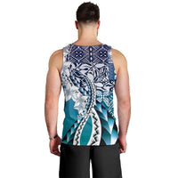 Aloha Vintage Plumeria Hawaiian Tapa Pattern Men Tank Top Blue Hawaiian Tapa Pattern - Polynesian Pride