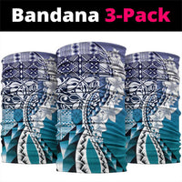 Aloha Vintage Plumeria Hawaiian Tapa Pattern Neck Gaiter Blue Hawaiian Tapa Pattern - Polynesian Pride