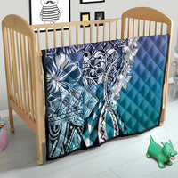 Aloha Vintage Plumeria Hawaiian Tapa Pattern Quilt Blue Hawaiian Tapa Pattern - Polynesian Pride