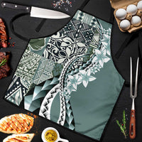 Aloha Vintage Plumeria Hawaiian Tapa Pattern Apron Dark Turquoise Hawaiian Tapa Pattern - Polynesian Pride