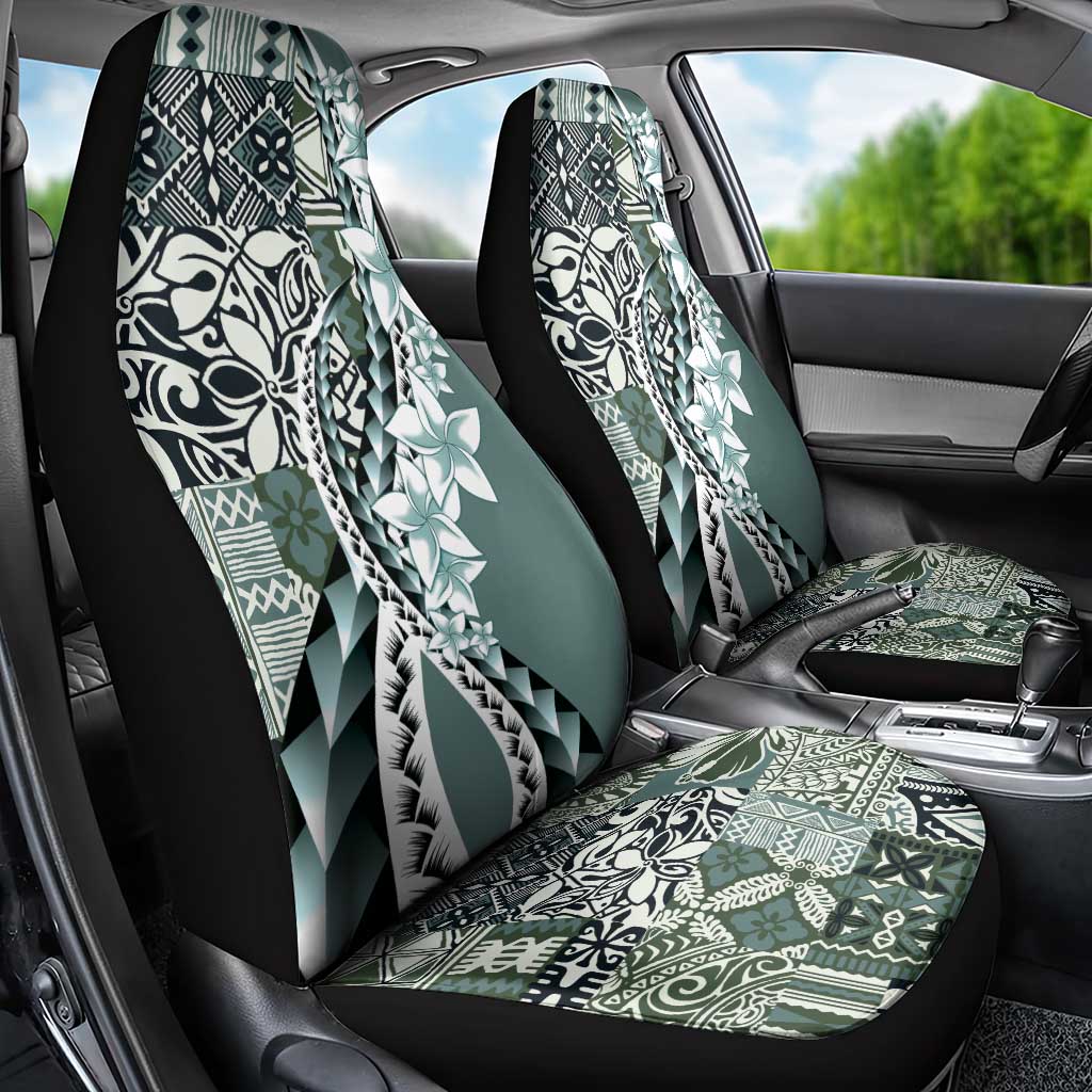 Aloha Vintage Plumeria Hawaiian Tapa Pattern Car Seat Cover Dark Turquoise Hawaiian Tapa Pattern - Polynesian Pride