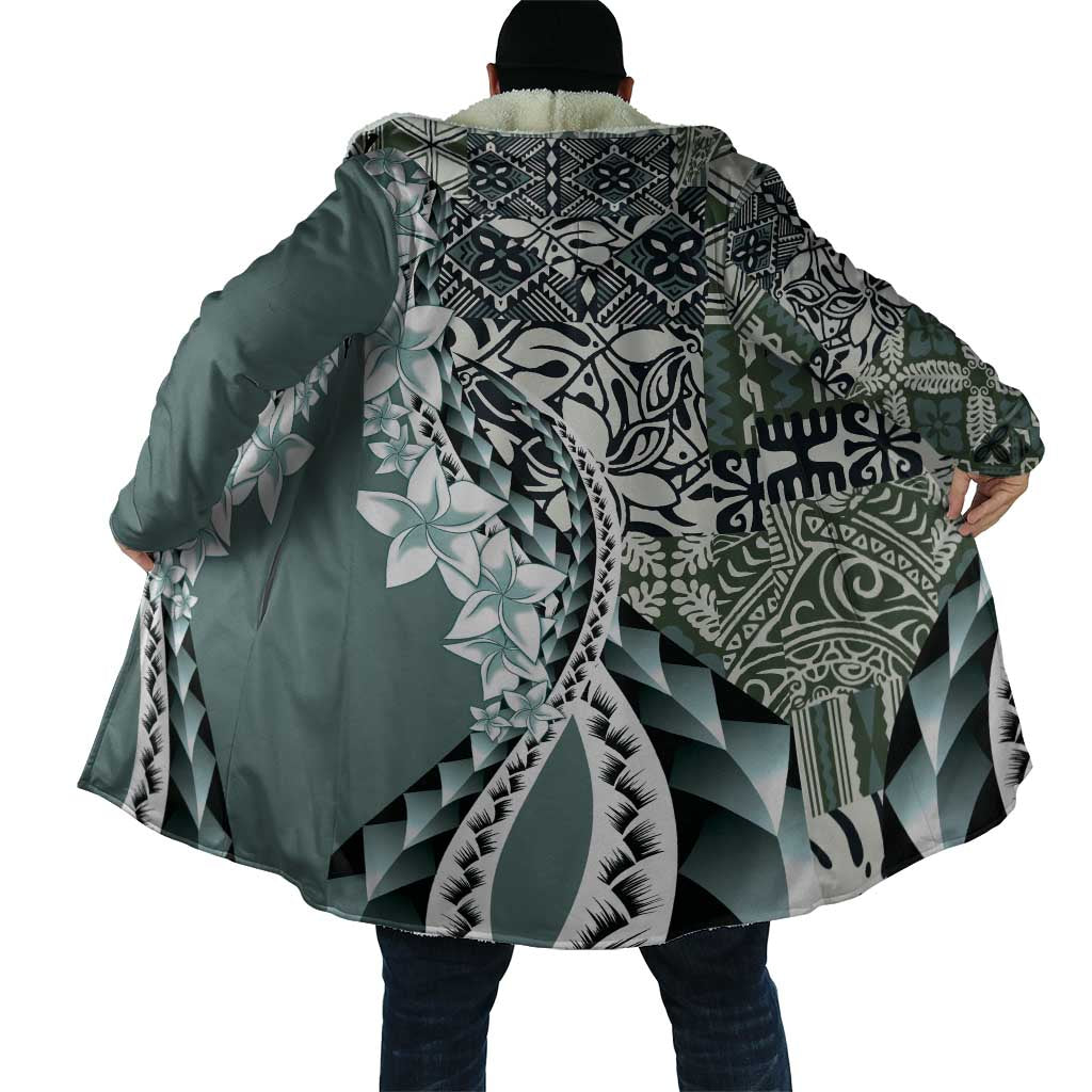Aloha Vintage Plumeria Hawaiian Tapa Pattern Cloak Dark Turquoise Hawaiian Tapa Pattern - Polynesian Pride