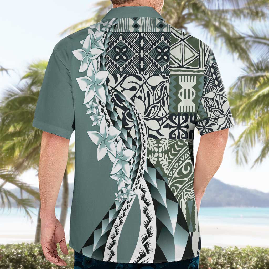 Aloha Vintage Plumeria Hawaiian Tapa Pattern Hawaiian Shirt Dark Turquoise Hawaiian Tapa Pattern - Polynesian Pride