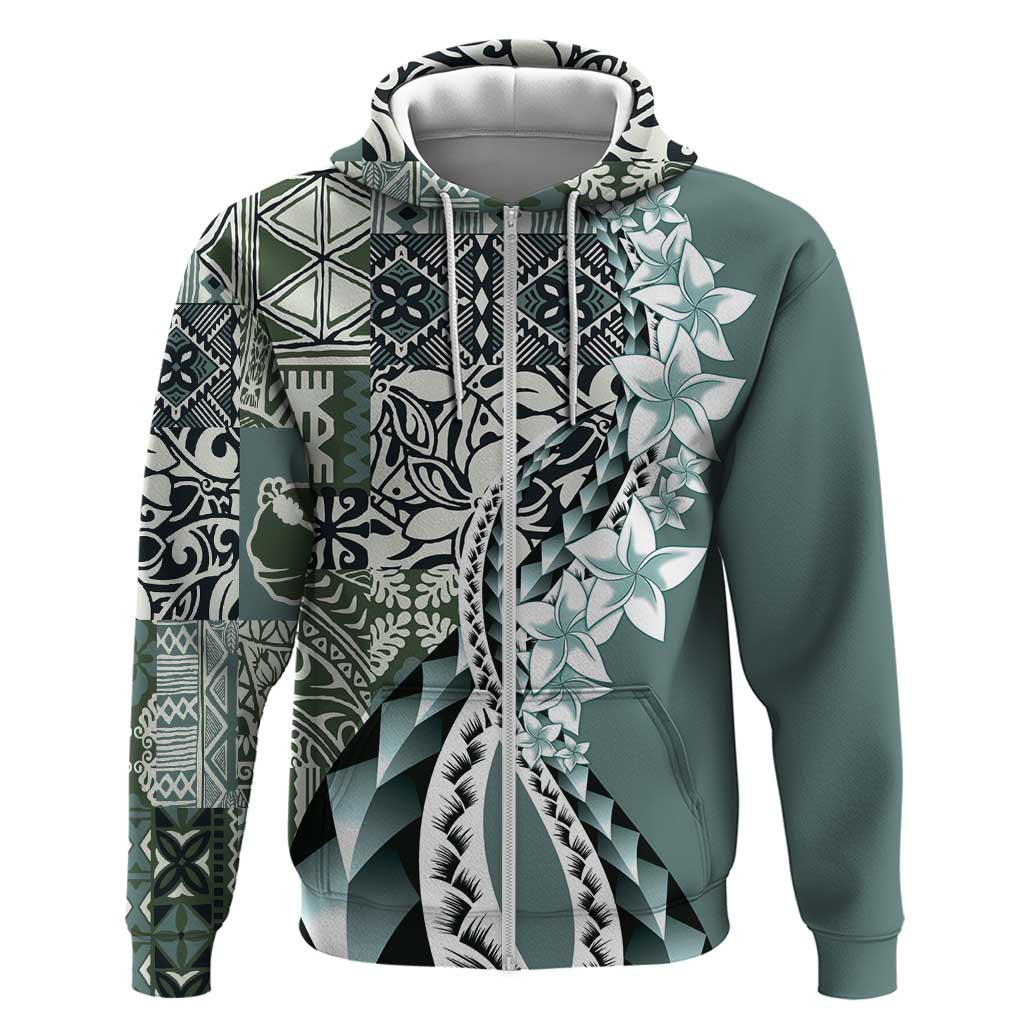 Aloha Vintage Plumeria Hawaiian Tapa Pattern Hoodie Dark Turquoise Hawaiian Tapa Pattern - Polynesian Pride