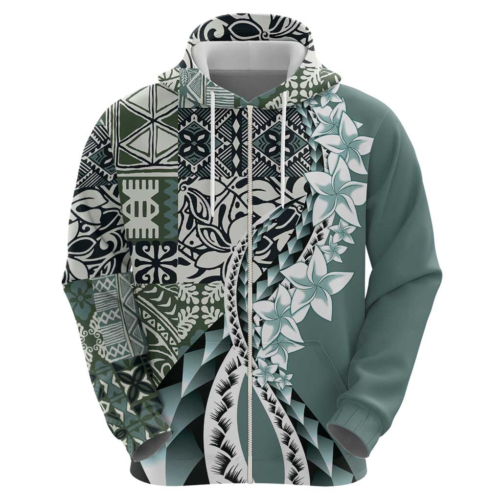 Aloha Vintage Plumeria Hawaiian Tapa Pattern Hoodie Dark Turquoise Hawaiian Tapa Pattern - Polynesian Pride