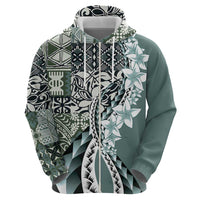 Aloha Vintage Plumeria Hawaiian Tapa Pattern Hoodie Dark Turquoise Hawaiian Tapa Pattern - Polynesian Pride