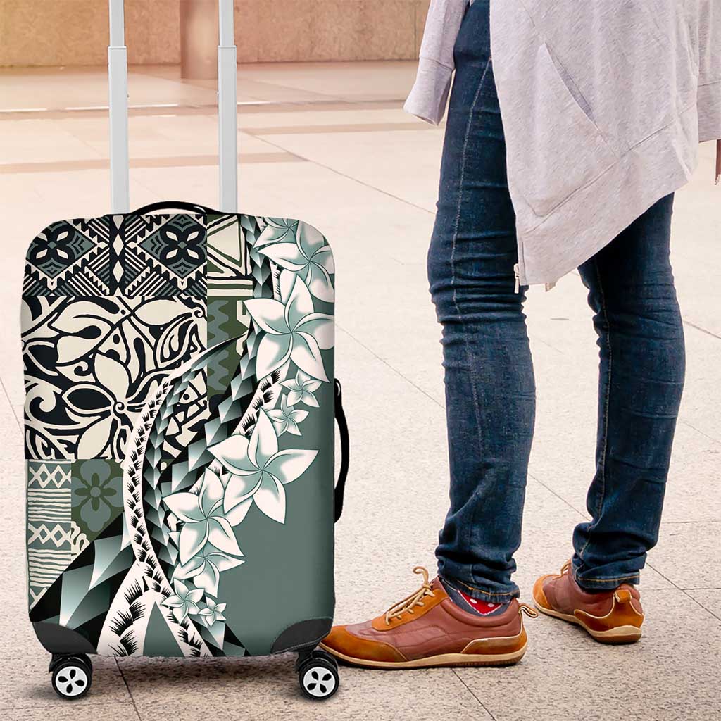 Aloha Vintage Plumeria Hawaiian Tapa Pattern Luggage Cover Dark Turquoise Hawaiian Tapa Pattern - Polynesian Pride