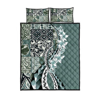 Aloha Vintage Plumeria Hawaiian Tapa Pattern Quilt Bed Set Dark Turquoise Hawaiian Tapa Pattern - Polynesian Pride