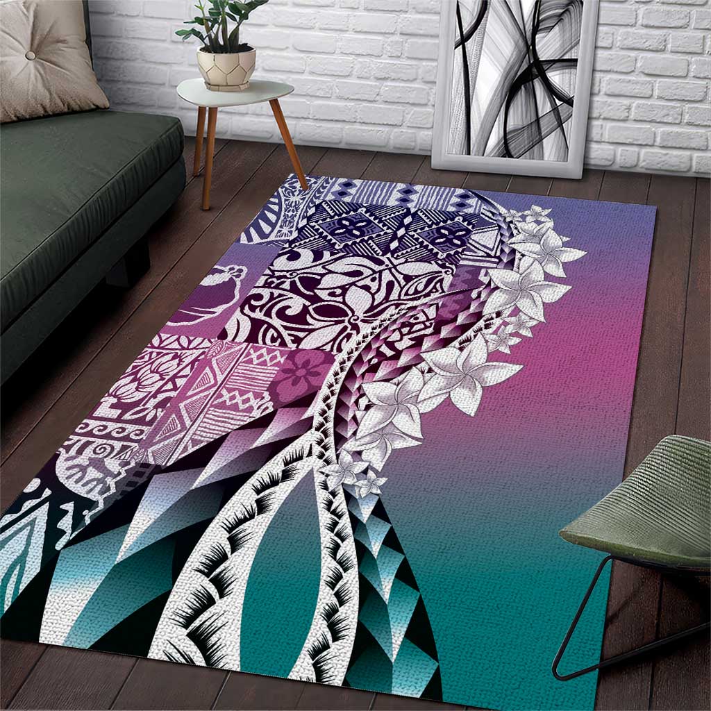 Aloha Vintage Plumeria Hawaiian Tapa Pattern Area Rug Gradient Hawaiian Tapa Pattern - Polynesian Pride