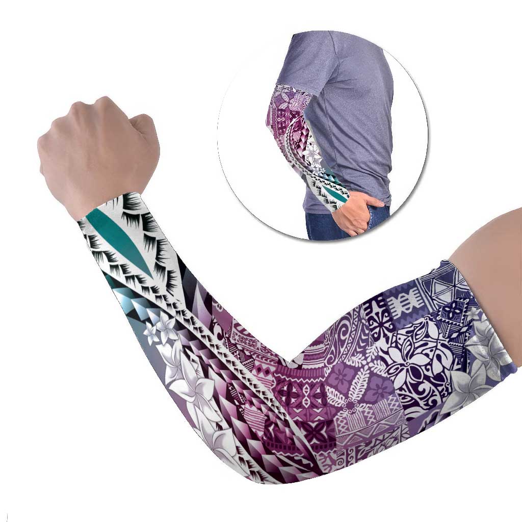 Aloha Vintage Plumeria Hawaiian Tapa Pattern Arm Sleeves Gradient Hawaiian Tapa Pattern - Polynesian Pride