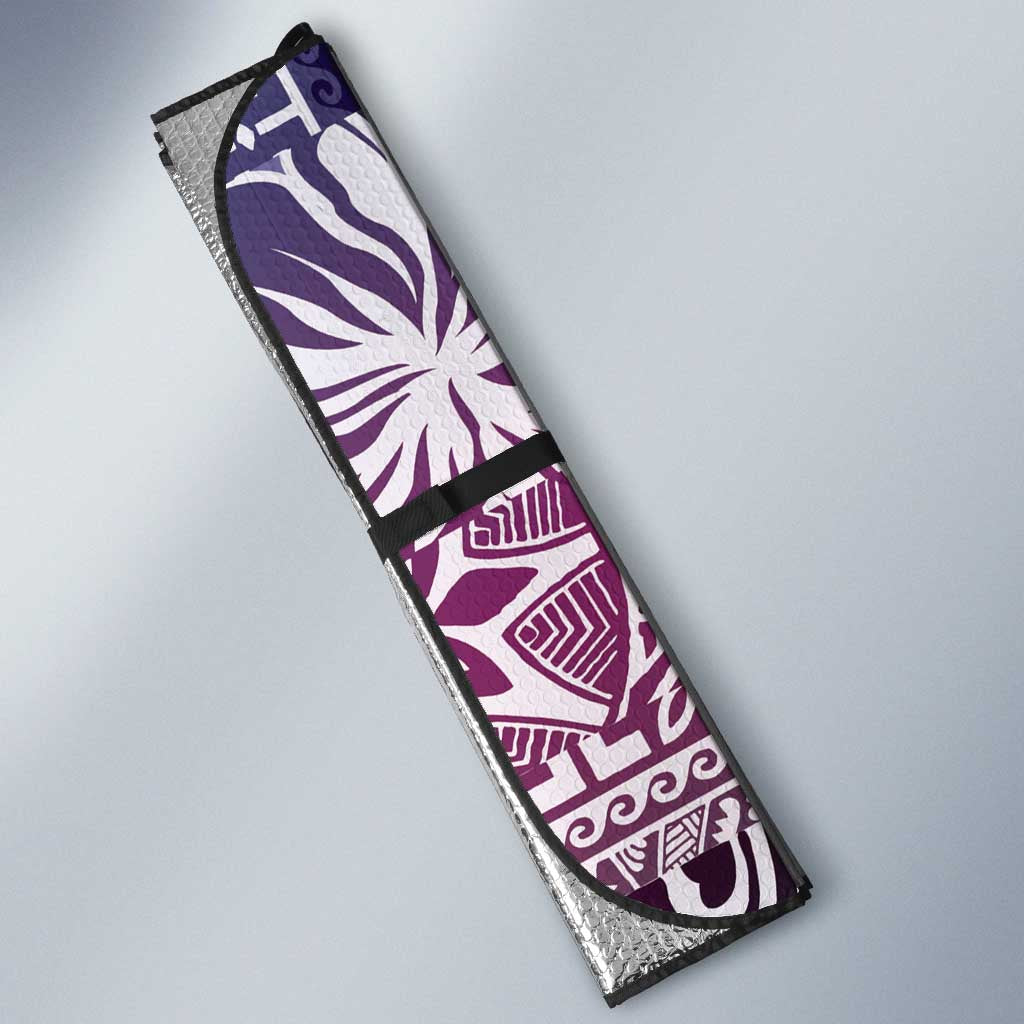 Aloha Vintage Plumeria Hawaiian Tapa Pattern Auto Sun Shade Gradient Hawaiian Tapa Pattern - Polynesian Pride