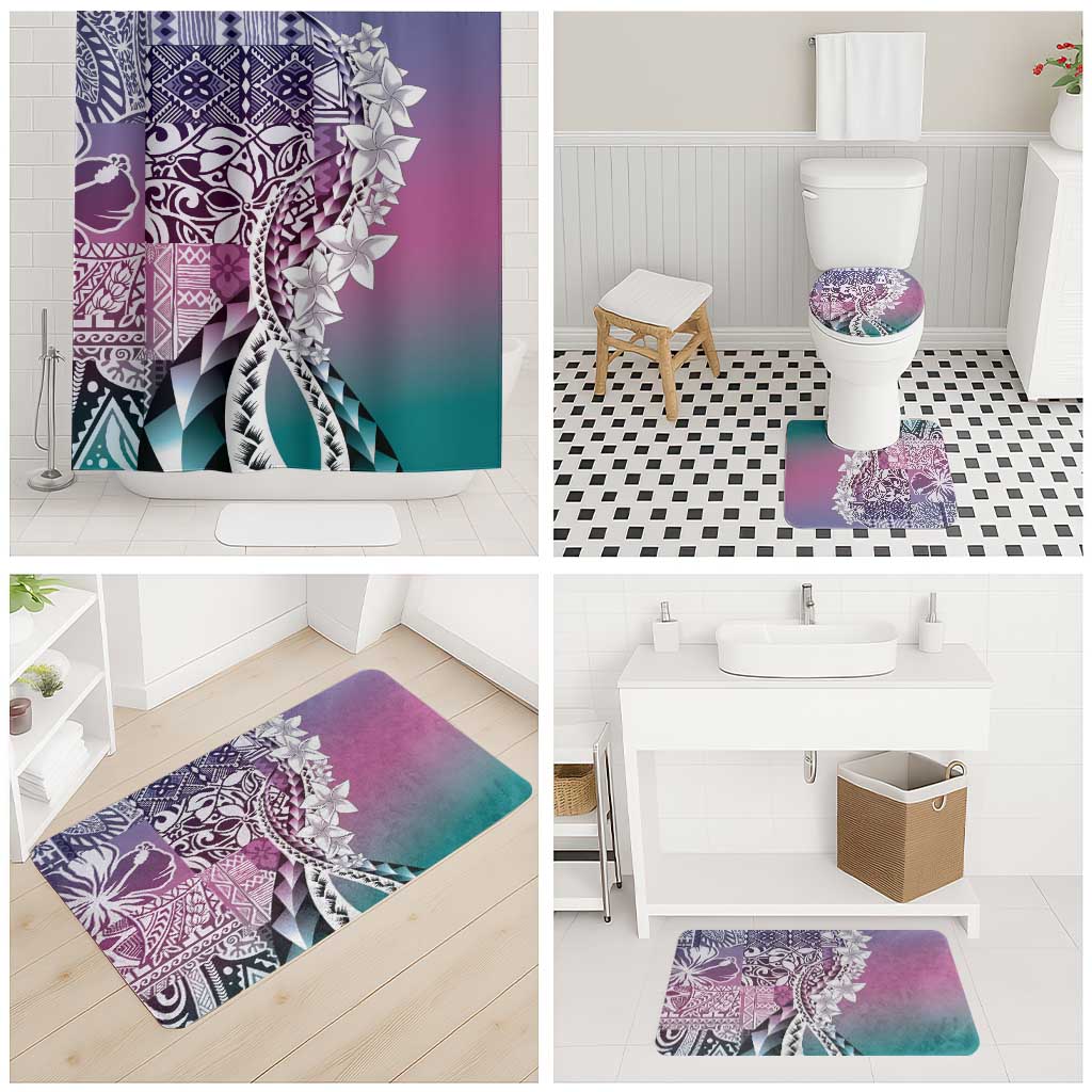 Aloha Vintage Plumeria Hawaiian Tapa Pattern Bathroom Set Gradient Hawaiian Tapa Pattern - Polynesian Pride