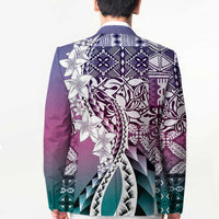 Aloha Vintage Plumeria Hawaiian Tapa Pattern Blazer Gradient Hawaiian Tapa Pattern - Polynesian Pride