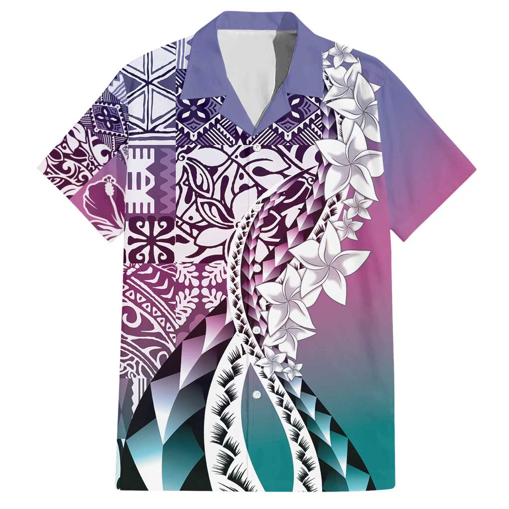 Aloha Vintage Plumeria Hawaiian Tapa Pattern Hawaiian Shirt Gradient Hawaiian Tapa Pattern - Polynesian Pride