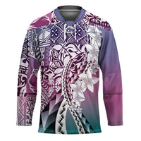 Aloha Vintage Plumeria Hawaiian Tapa Pattern Hockey Jersey Gradient Hawaiian Tapa Pattern - Polynesian Pride