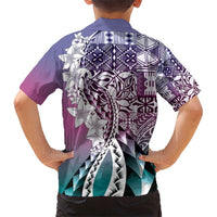 Aloha Vintage Plumeria Hawaiian Tapa Pattern Kid Hawaiian Shirt Gradient Hawaiian Tapa Pattern LT9 - Polynesian Pride