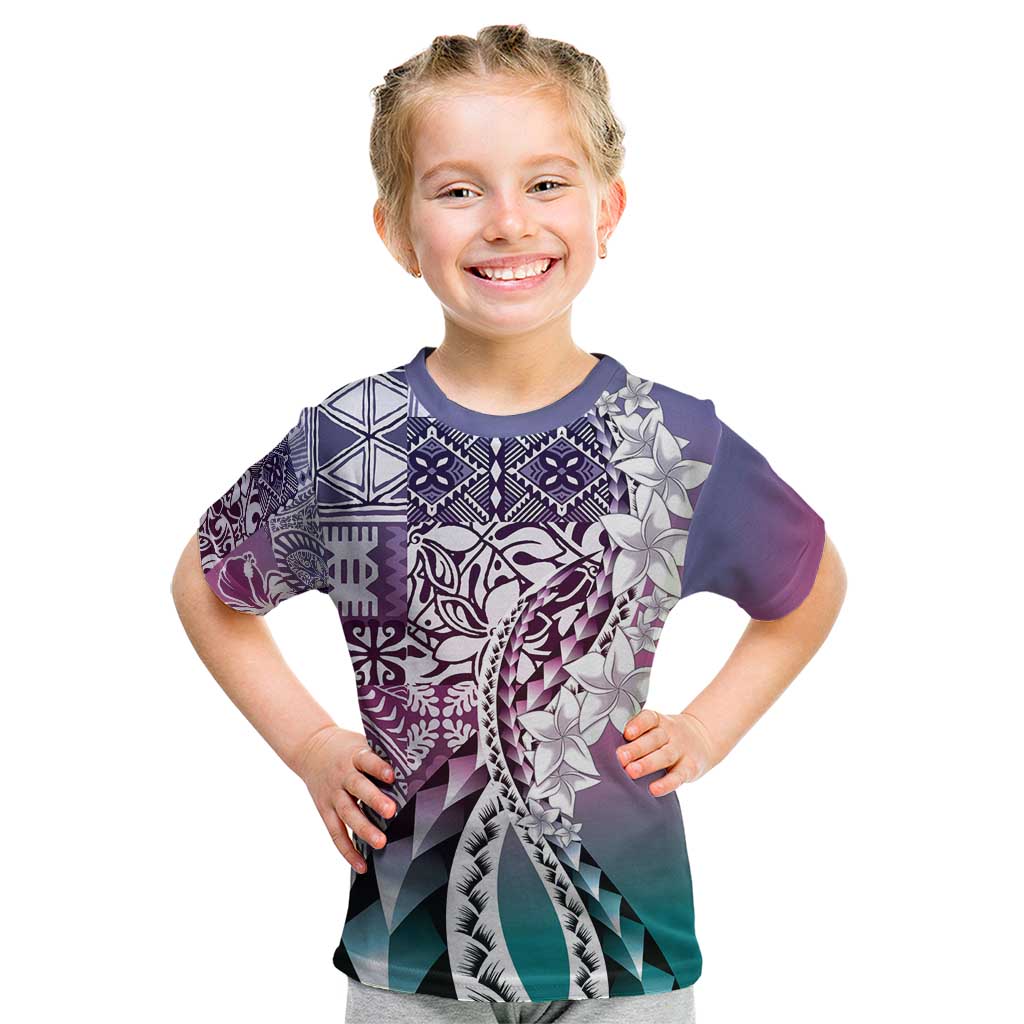 Aloha Vintage Plumeria Hawaiian Tapa Pattern Kid T Shirt Gradient Hawaiian Tapa Pattern - Polynesian Pride