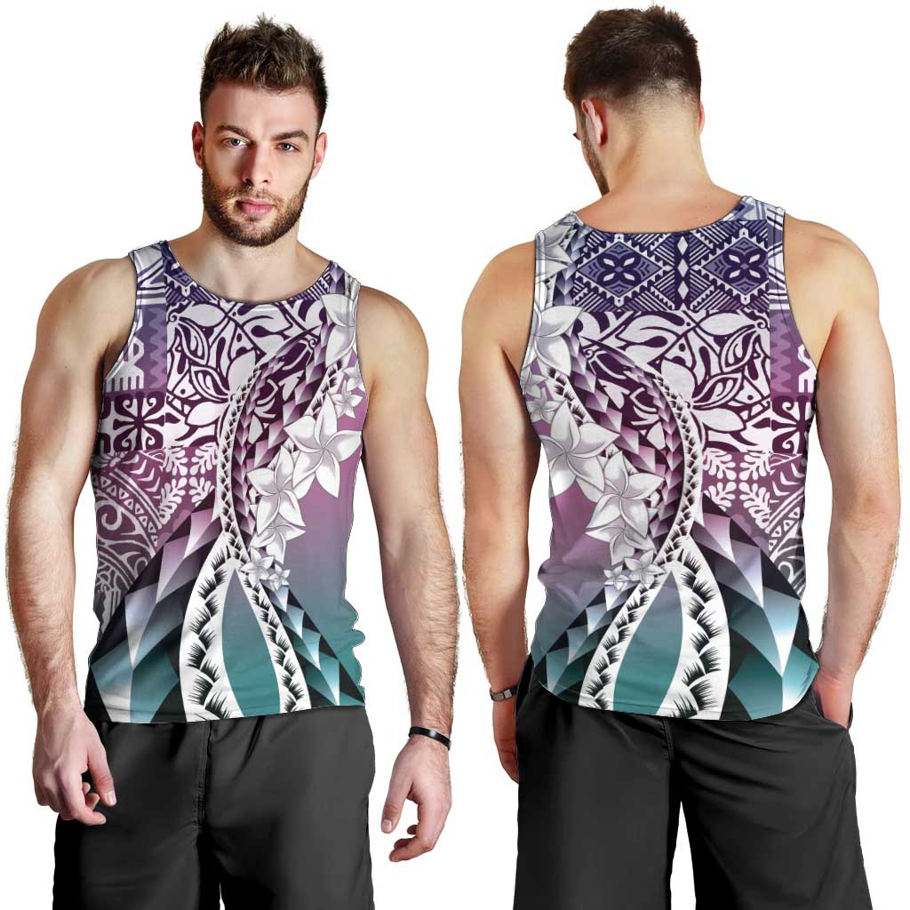 Aloha Vintage Plumeria Hawaiian Tapa Pattern Men Tank Top Gradient Hawaiian Tapa Pattern - Polynesian Pride