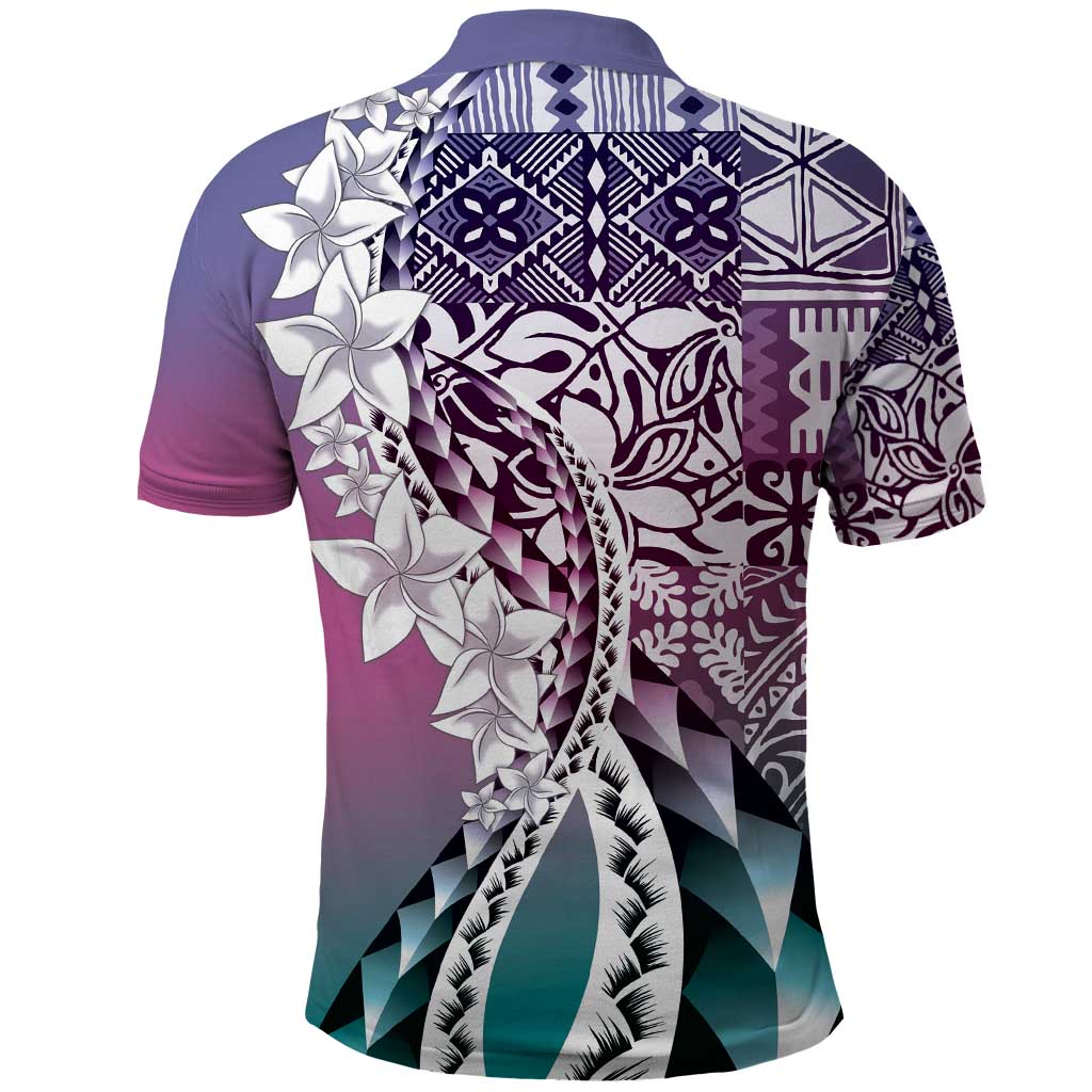 Aloha Vintage Plumeria Hawaiian Tapa Pattern Polo Shirt Gradient Hawaiian Tapa Pattern - Polynesian Pride