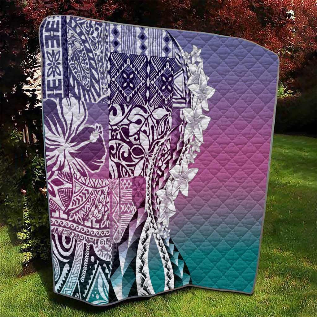 Aloha Vintage Plumeria Hawaiian Tapa Pattern Quilt Gradient Hawaiian Tapa Pattern - Polynesian Pride