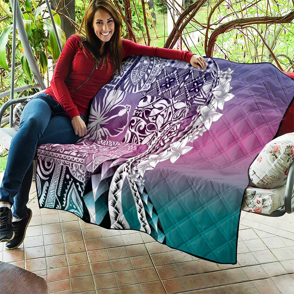 Aloha Vintage Plumeria Hawaiian Tapa Pattern Quilt Gradient Hawaiian Tapa Pattern - Polynesian Pride