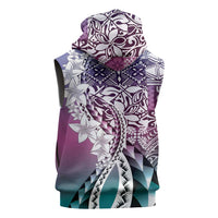 Aloha Vintage Plumeria Hawaiian Tapa Pattern Sleeveless Zip Hoodie Gradient Hawaiian Tapa Pattern LT9