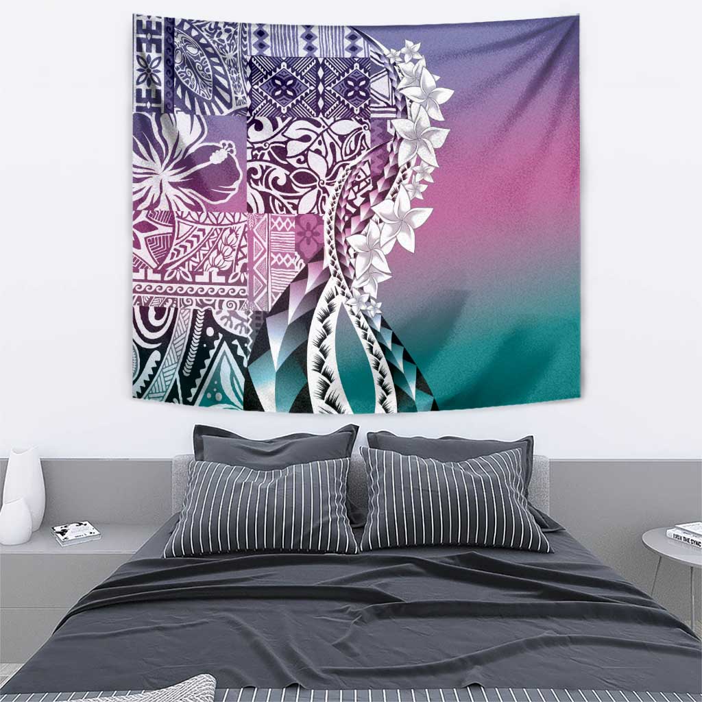Aloha Vintage Plumeria Hawaiian Tapa Pattern Tapestry Gradient Hawaiian Tapa Pattern - Polynesian Pride