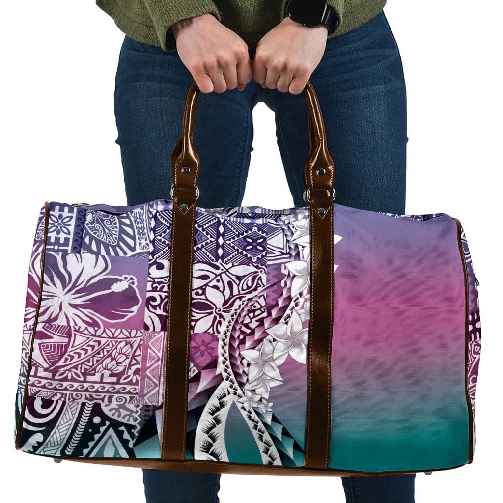 Aloha Vintage Plumeria Hawaiian Tapa Pattern Travel Bag Gradient Hawaiian Tapa Pattern - Polynesian Pride