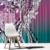 Aloha Vintage Plumeria Hawaiian Tapa Pattern Window Curtain Gradient Hawaiian Tapa Pattern - Polynesian Pride
