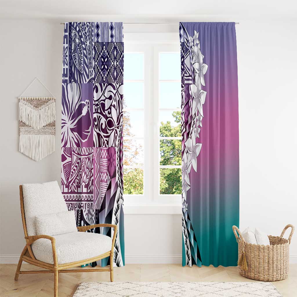 Aloha Vintage Plumeria Hawaiian Tapa Pattern Window Curtain Gradient Hawaiian Tapa Pattern - Polynesian Pride