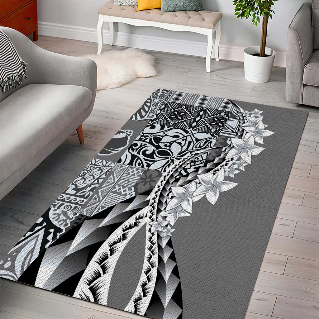 Aloha Vintage Plumeria Hawaiian Tapa Pattern Area Rug Gray Hawaiian Tapa Pattern LT9 - Polynesian Pride