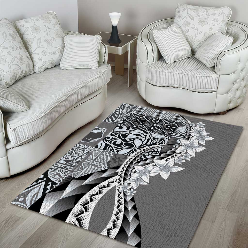 Aloha Vintage Plumeria Hawaiian Tapa Pattern Area Rug Gray Hawaiian Tapa Pattern LT9 - Polynesian Pride