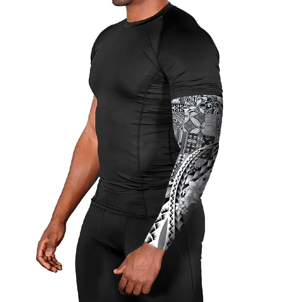 Aloha Vintage Plumeria Hawaiian Tapa Pattern Arm Sleeves Gray Hawaiian Tapa Pattern - Polynesian Pride