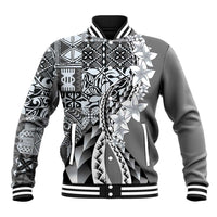 Aloha Vintage Plumeria Hawaiian Tapa Pattern Baseball Jacket Gray Hawaiian Tapa Pattern - Polynesian Pride