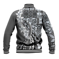 Aloha Vintage Plumeria Hawaiian Tapa Pattern Baseball Jacket Gray Hawaiian Tapa Pattern - Polynesian Pride