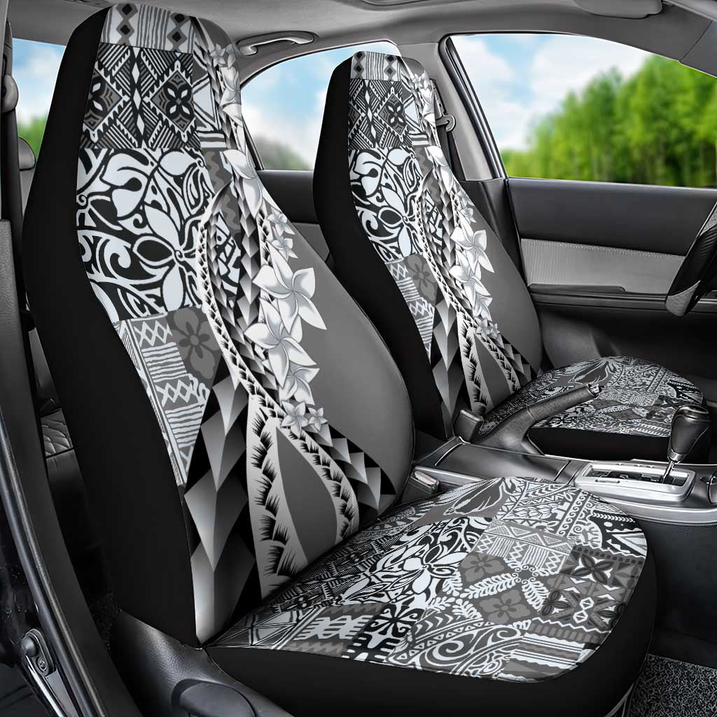 Aloha Vintage Plumeria Hawaiian Tapa Pattern Car Seat Cover Gray Hawaiian Tapa Pattern - Polynesian Pride