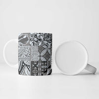 Aloha Vintage Plumeria Hawaiian Tapa Pattern Ceramic Mug Gray Hawaiian Tapa Pattern - Polynesian Pride