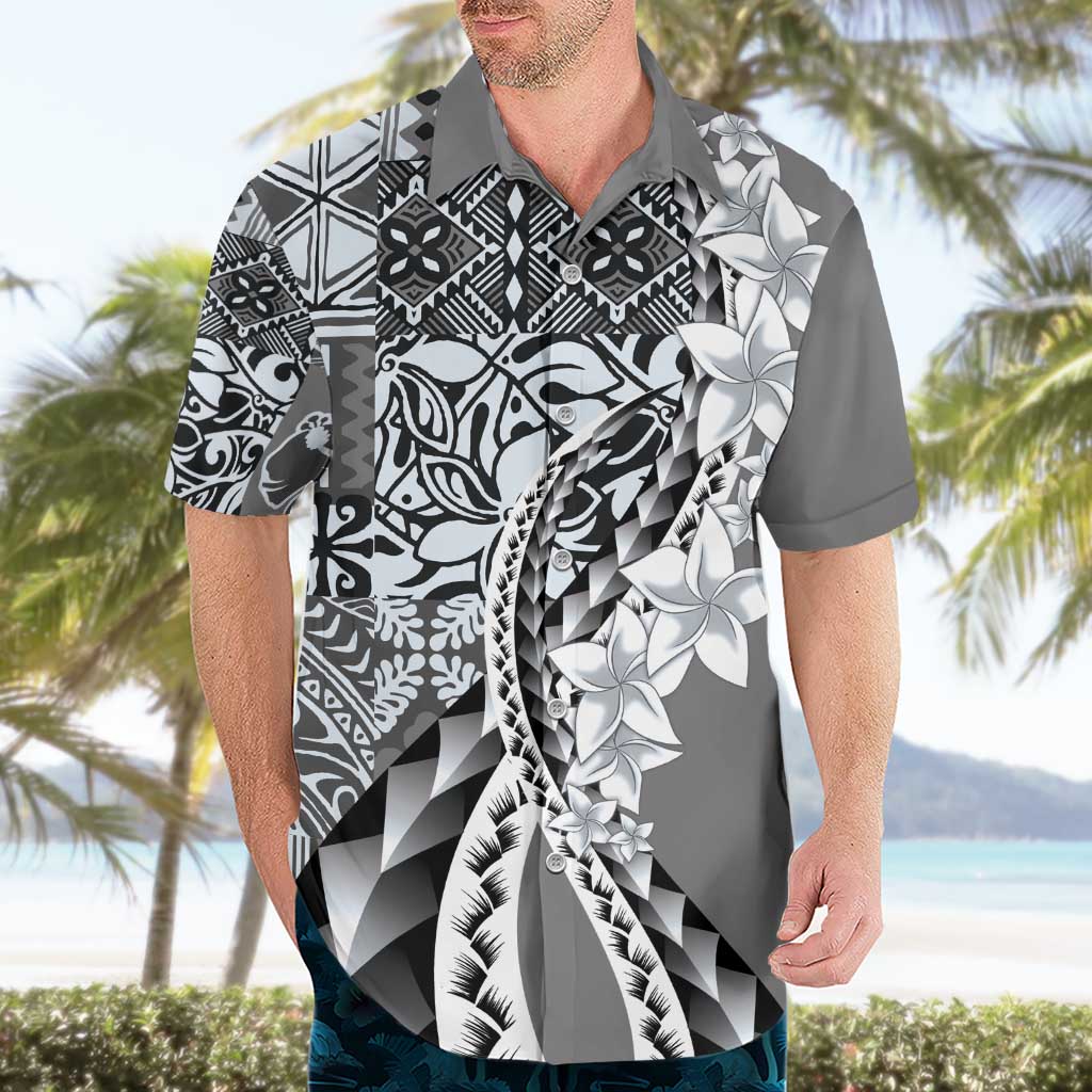 Aloha Vintage Plumeria Hawaiian Tapa Pattern Hawaiian Shirt Gray Hawaiian Tapa Pattern - Polynesian Pride