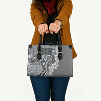 Aloha Vintage Plumeria Hawaiian Tapa Pattern Leather Bag Gray Hawaiian Tapa Pattern - Polynesian Pride