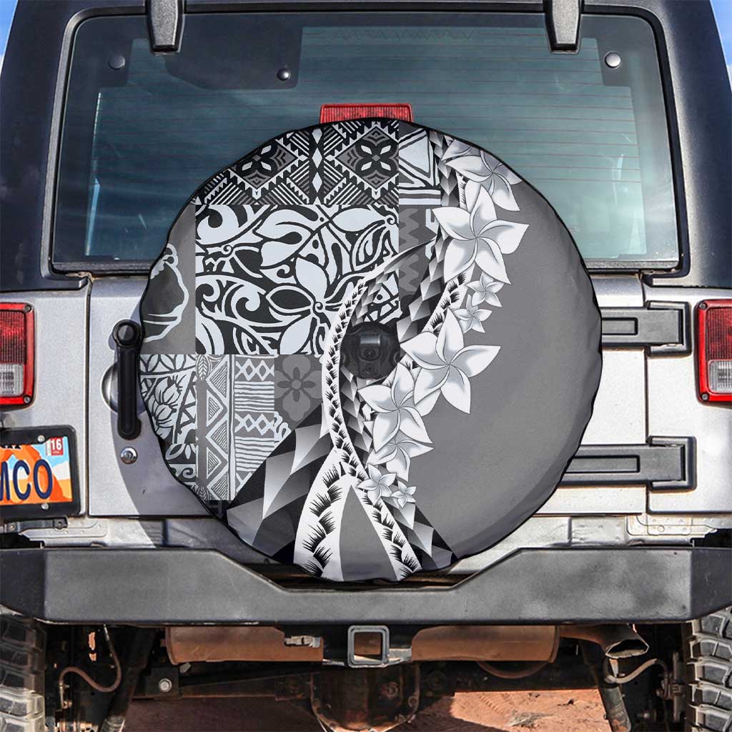 Aloha Vintage Plumeria Hawaiian Tapa Pattern Spare Tire Cover Gray Hawaiian Tapa Pattern - Polynesian Pride