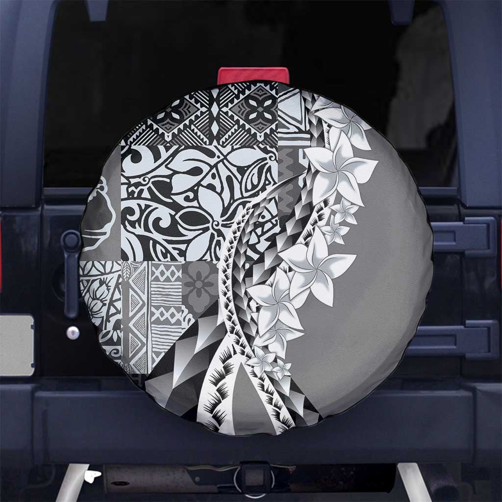 Aloha Vintage Plumeria Hawaiian Tapa Pattern Spare Tire Cover Gray Hawaiian Tapa Pattern - Polynesian Pride