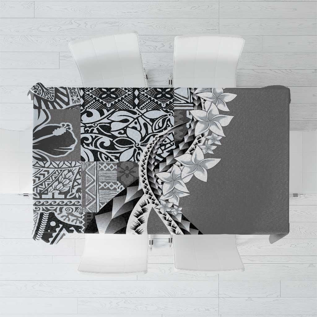 Aloha Vintage Plumeria Hawaiian Tapa Pattern Tablecloth Gray Hawaiian Tapa Pattern - Polynesian Pride