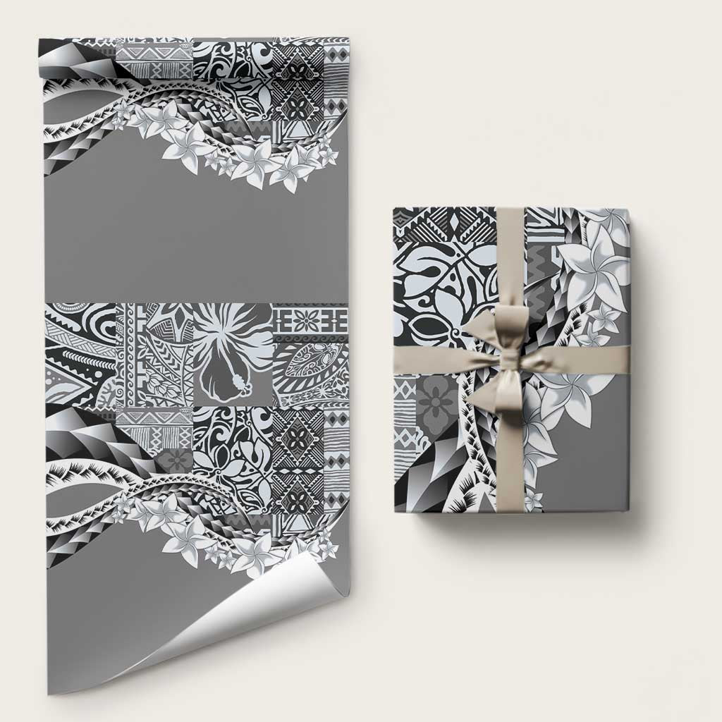 Aloha Vintage Plumeria Hawaiian Tapa Pattern Wrapping Paper Gray Hawaiian Tapa Pattern - Polynesian Pride
