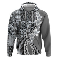 Aloha Vintage Plumeria Hawaiian Tapa Pattern Zip Hoodie Gray Hawaiian Tapa Pattern - Polynesian Pride