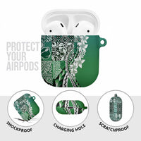 Aloha Vintage Plumeria Hawaiian Tapa Pattern AirPods Case Green Hawaiian Tapa Pattern - Polynesian Pride