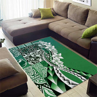 Aloha Vintage Plumeria Hawaiian Tapa Pattern Area Rug Green Hawaiian Tapa Pattern LT9 - Polynesian Pride