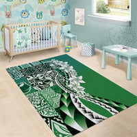 Aloha Vintage Plumeria Hawaiian Tapa Pattern Area Rug Green Hawaiian Tapa Pattern LT9 - Polynesian Pride