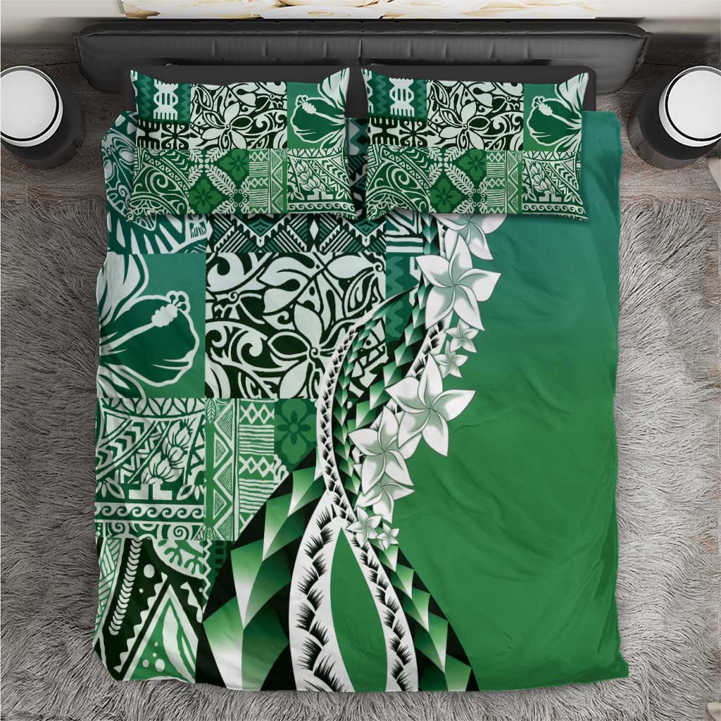 Aloha Vintage Plumeria Hawaiian Tapa Pattern Bedding Set Green Hawaiian Tapa Pattern - Polynesian Pride