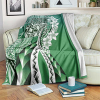 Aloha Vintage Plumeria Hawaiian Tapa Pattern Blanket Green Hawaiian Tapa Pattern - Polynesian Pride
